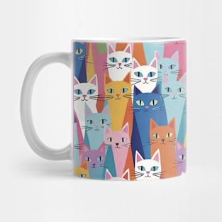 Vibrant Whisker Tapestry: A Colorful Cat Pattern Extravaganza Mug